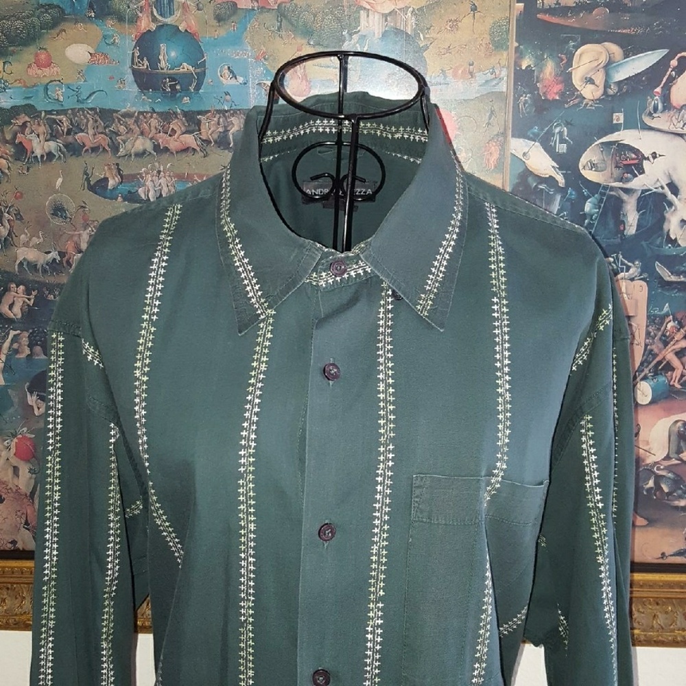 Andrew Fezza 2XL Green mens button down shirt